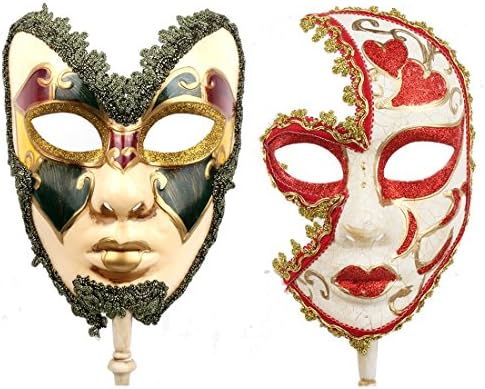 Yu Feng 2 Pack Cosplay Masks Máscara de Carnaval Musical Veneziano Máscara de Máscara Gras Gras