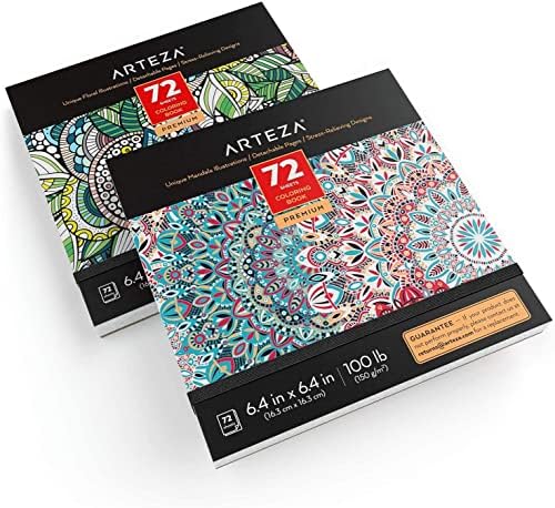 Canecas de ponta de feltro Arteza, conjunto de 12 livros para colorir canetas pretas não tóxicas para adultos, pacote de 2, desenhos