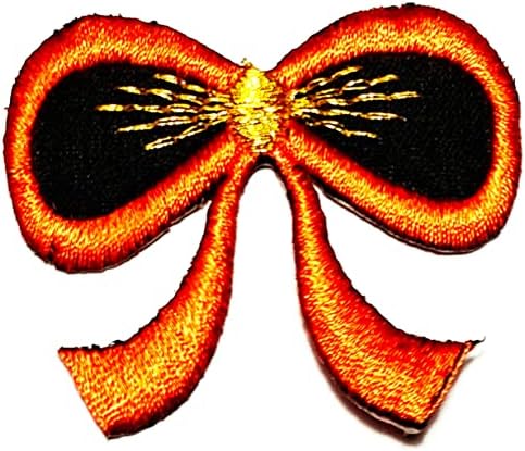 Kleenplus 2pcs. Arco preto laranja bordado ferro bordado em costura em patch para traje jeans jaquetas chapéus mochilas camisas de moda artes arco nó adesivo