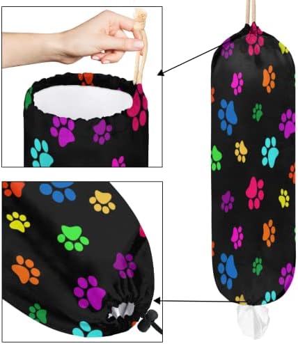 Plástico Saco de sacola pendurada colorida animal cão de cão pata de gato impressão de impressão de mercearia Organizador