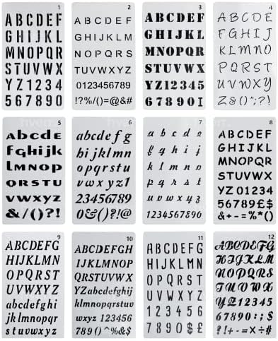 Carta estêncils alfabetos de plástico Número- pacote de 12 letra plástica reutilizável e número de pintura de arte
