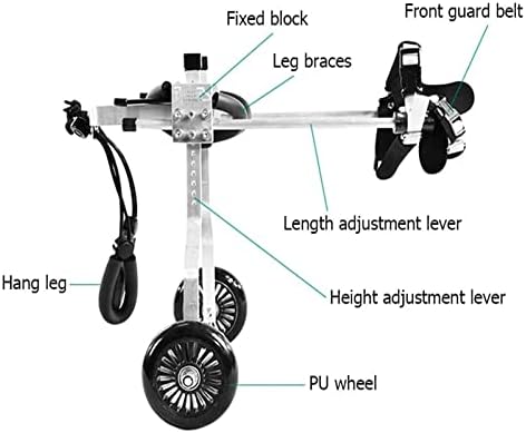 Carrinho de reabilitação de cadeira de rodas de duas rodas ajustável para as patas traseiras para pernas traseiras, roda