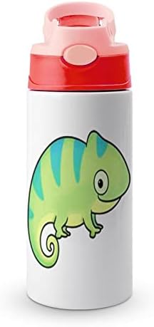 Garrafa de água de camaleão bebê colorido garrafa de aço inoxidável de aço isolada copos de caneca de caneca de bloqueio de tampa garrafas esportivas