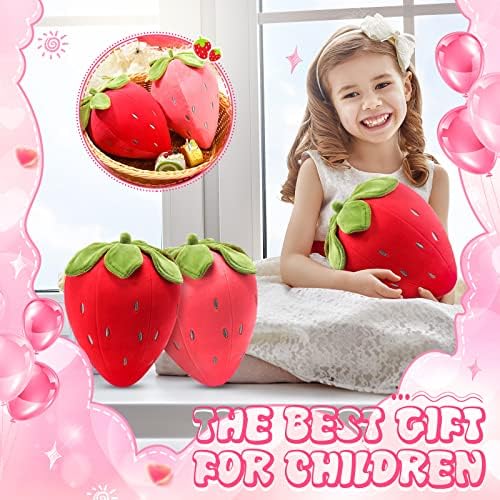 6 peças Toys de pelúcia de morango 10 polegadas Fruta fofa Crianças travesseiros recheados frutas de brinquedo de brinquedo Decorativo