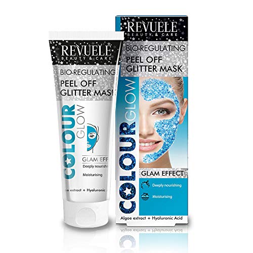 Revuele glitter cor brilho azul hialurônico descascar máscara 80 ml - hidratar, hidrata a pele profundamente