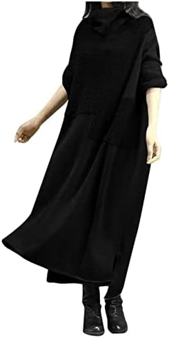 Moda feminina Shusuen Casual Cor Solid Color 3/4 Manga Dressão de bolso de linho de algodão