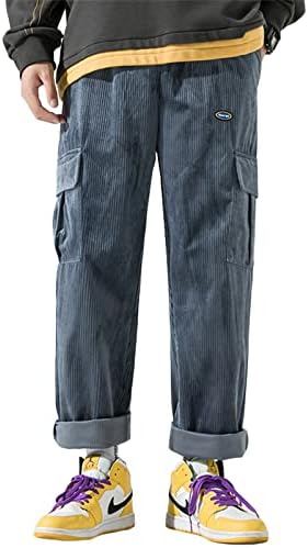 Aelfric Eden Mens Corduroy Vintage Pantas de moletom de moletom de cintura elástica longa e elástica