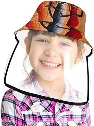 Chapéu de proteção para adultos com escudo facial, chapéu de pescador anti -sun tap, bela pintura a óleo africana