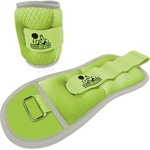 Pesos do pulso do tornozelo dois 2 libras - pacote verde com sapatos Venja tamanho 11 - branco