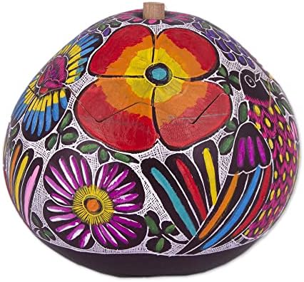 Caixa de jóias de pássaros novica Gourd, multicolor, 'Song's Song'