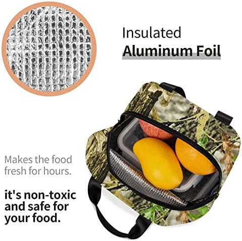 Almoço reutilizável bolsa de bolsa folhas de caça à caça à caça à lancheira