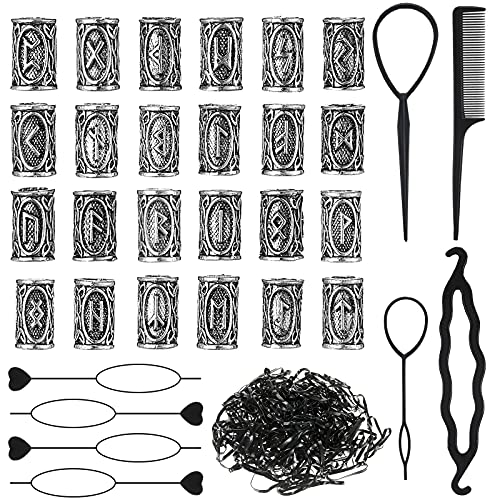 24 peças nórdicas vikings runas hair barba contas para pulseiras acessórios de colar diy inclui 7 peças Pull pino