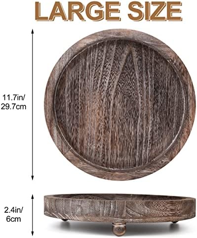 Riser de bandeja de madeira YangBagaround para exibição, Wooden Farmhouse Pedestal Stand para decoração e exibição, bandeja
