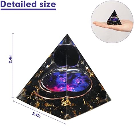 Pirâmide de cristal eternoorgona para energia positiva, cristais de ametista, quartzo rosa, lapis lazuli, obsidiana, pirâmides orgone