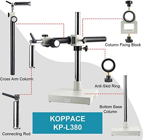 Microscópio de braço único Koppace Bracket Universal Ultra-Long Distância de Trabalho Lente Ângulo Ajuste Diâmetro