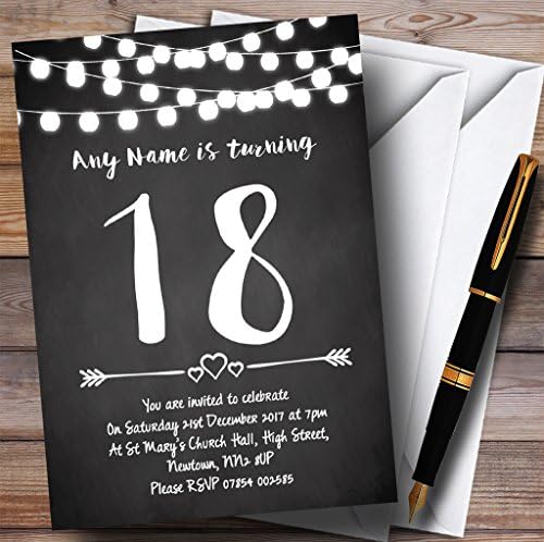Chalk Style Lights 18th Personalized Birthday Party convites