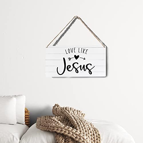 Decoração do sinal do verso da Bíblia, amor como Jesus Wooden Sign Place Wall Posters Artwork de 12 ”x6” Decoração de escritório