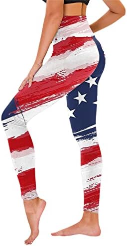 4 de julho de altas perneiras de cintura para mulheres bandeira dos EUA Executando leggings de ioga Ultra Mold Broved
