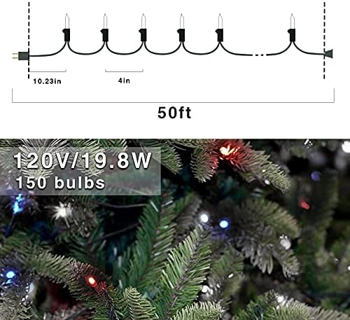 150 LED RED BRANCO ＆ Blue Christmas String Lights, 50 pés White Wire, 4 de julho Patriótico de bandeira dos EUA, árvore de Natal,