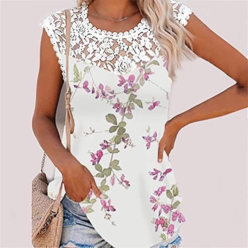 Blusa de tamanho grande para mulheres 4x femininas femininas sem mangas redonda renda de renda curta Moda de manga curta Plus