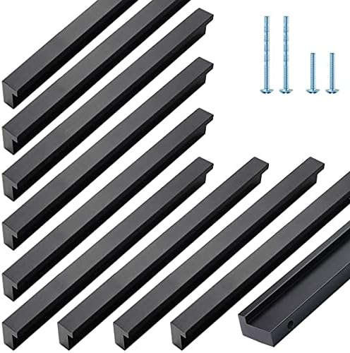 10 pacote de hardware do armário lida com alumínio preto puxa alças botões de gaveta 4,3 comprimento, 3,8 centros de furo
