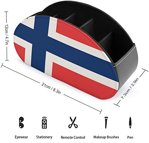 Bandeira do titular de controle remoto de couro da Noruega Organizador de desktop de armazenamento de caddy com 5 compartimentos