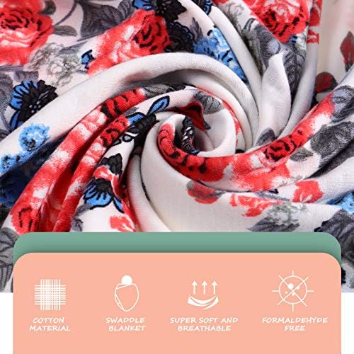 Kisangel recém -nascido Swaddle 1pcs recém -nascido recebendo manta de banda da cabeça unissex Baby Swaddle Blanket Flower Print Swaddle Wrap com chapéu confortável para bebê recém -nascido infantil Conjunto de banho