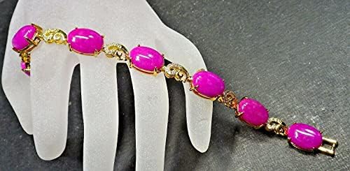Placa de ouro lavanda rosa jade cabochon pulseira imitação de diamante 322778
