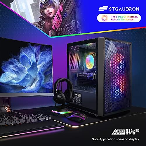 STGAUBRON GAMING Desktop PC, Intel Core i5 3,3 GHz até 3,7 GHz, AMD Radeon RX 550 4G GDDR5, 16G RAM, 512G SSD, WiFi,