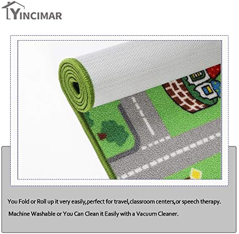 Yincimar Kids Carpet Playmat Rug, 6.6x5.0 ft extra grande cidade vida aprendizagem de tapete de carro educacional tapete