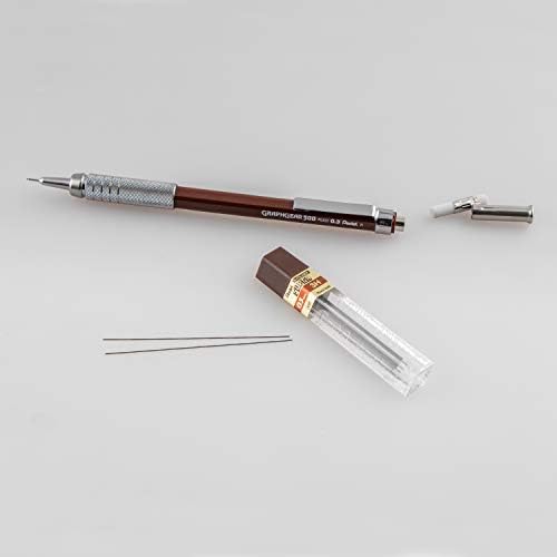 PENTEL ARTS GRAPHGEAR 500 Lápis de desenho premium, 0,3 mm, barril marrom, 1 pacote