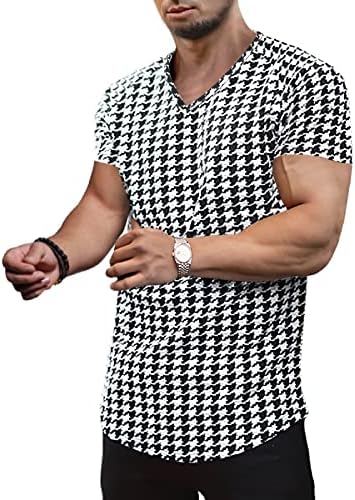 Camisetas de moda masculina Turtleneck Rouphe-térmica Houndstooth Térmica Manga longa Subsiretas Slim Fit Camisetas