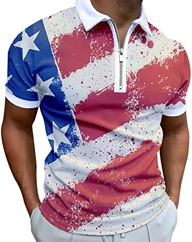 Camisas casuais de verão de verão camisa patriótica de bandeira americana para homens 4 de julho muscular recusar o traje masculino