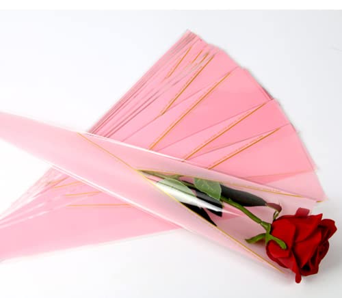Rikyo 100 contagens de bolsa de embalagem floral única, manga de rosa única, rosa única e papel de embrulho de flores de cravo,