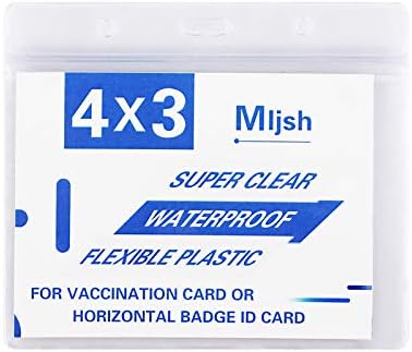 10 Pacote - Protetor de placa de vacinação de plástico transparente 4 × 3 pol para crachá de imunização do CDC, crachá horizontal