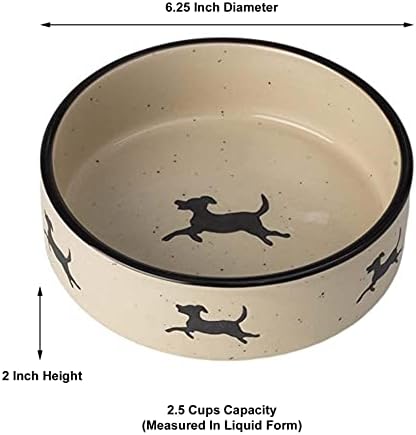 Petrageous 14025 perseguindo cães de grés de grés ou tigela de água com 6 xícaras de 4 cm de diâmetro por 3 polegadas de altura