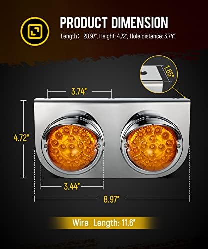 Partsam âmbar 17 LEDM LEDMELON Luz com suporte de aço inoxidável, substituição da luz do marcador de sinal de giro para Freightliner