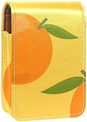 Caixa de batom com espelho colorido desenhado laranja padrão lip brighsher portátil Batom armazenamento caixa de viagem Bolsa de maquiagem