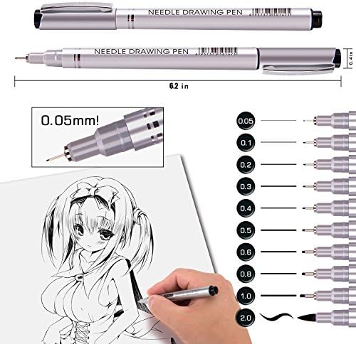 Canetas de micro-linha de precisão Pandafly, 10 tamanho de canetas de tinta de micro-canetas pretas, canetas multiliners de tinta