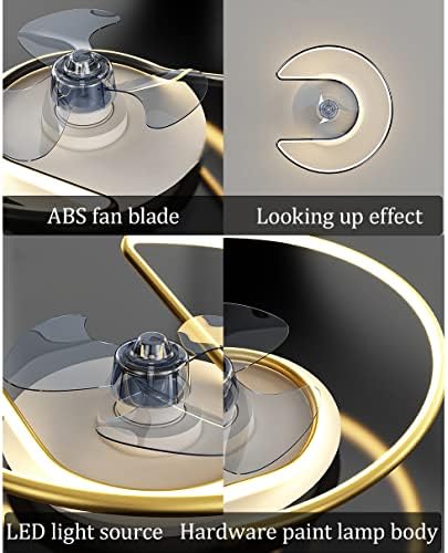 Tabrãos de teto de Fehun com lâmpadas, ventilador de teto de 50 cm com clara de quarto tranquilo LED de 3 velocidades