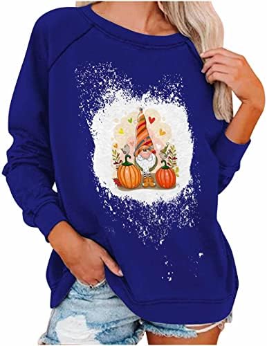 Ação de Graças Moletom Mulheres Pumpkin Crew Tops Pullover de pescoço Agradecedor de letra de manga comprida Top de manga comprida