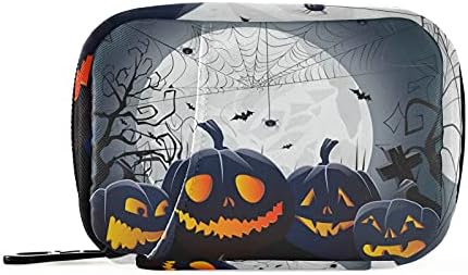 Moon Pumpkins Halloween Pill Case Bag Pill Organizer Caixa com zíper portátil Vitamin Fish Oil Medicine Case para viagens Família