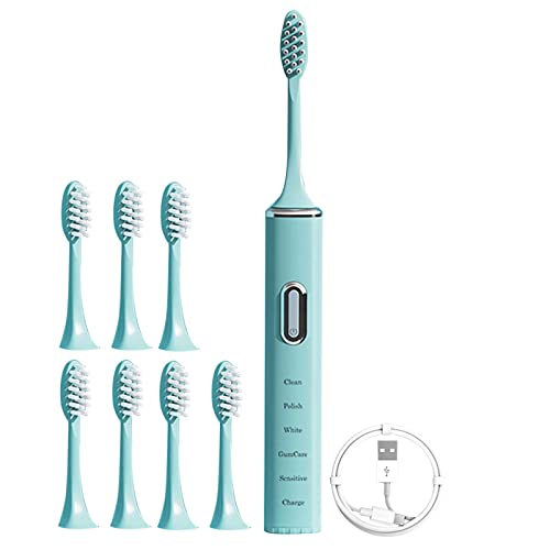 Escova de dentes elétrica de alta frequência sônica adulta com 8 cabeças de escova, escova de dentes elétrica recarregável, adequada para presentes em casa