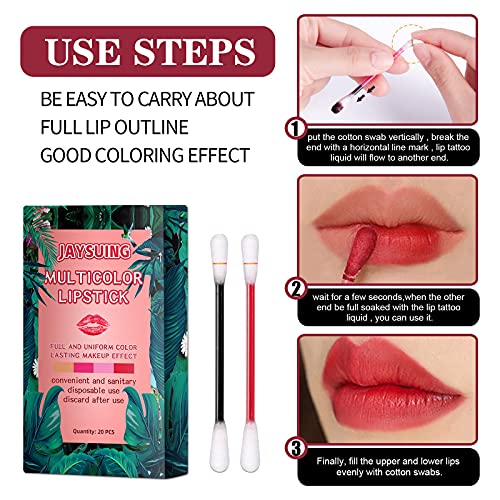 4 Cores Lip gloos descartáveis ​​Conjunto de lipstick de algodão portátil Lipstick Impermeável no presente de maquiagem labial para mulheres meninas