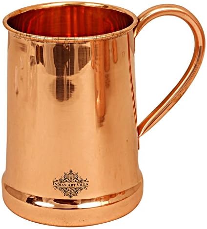 Indian Art Villa Pure Copper Tankard Design comum Moscou Mule Cervent Cup, melhor para coquetéis de cerveja, barware, volume-22 oz,