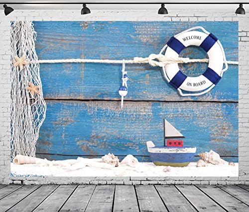 BELECO 6x4ft Tecido de tecido náutico Life Life Bóia Boat Boat Sea Cascas de pesca Rede de madeira azul de madeira menino