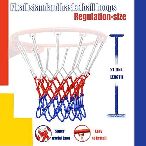 SARETAS 2 Pacote Substituição da rede de basquete, rede de substituição de serviço pesado externo, todo o clima anti chico