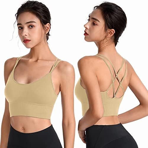 Bras esportivo feminino pacote 2pc feminino back sport sutiã acolchoado strapped sutiã cortada para yoga treino fitness