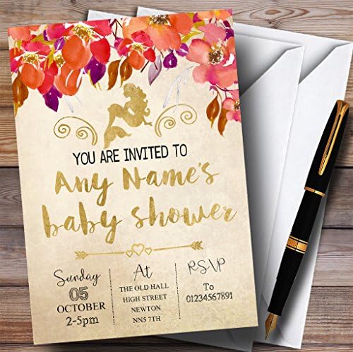 O card zoo outono de sereia dourada convites convites do chá de bebê