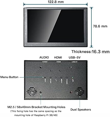 LEsown Mini Monitor HDMI 5 polegadas IPS Small Monitor Portatil 800x480 LCD 5 Capacitivo Touch Screen Caso de metal alto -falantes duplos monitor potável PC HDMI Display